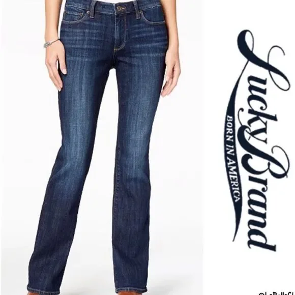 Lucky Brand 2/26 Lola Boot Cut Dark Wash Embroidered Back Pockets Jeans - Picture 3 of 17